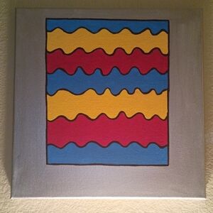 Handpainted Colorful Abstract Wave Art Canvas Wall Decor Signed 12x12